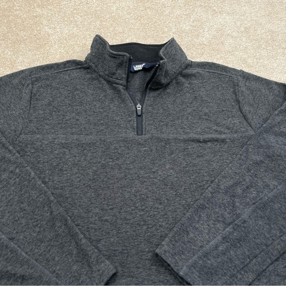 Lands End Sweater Adult Extra Large Gray Quarter Zip Fleece Pullover Outdoor Men - Picture 8 of 13